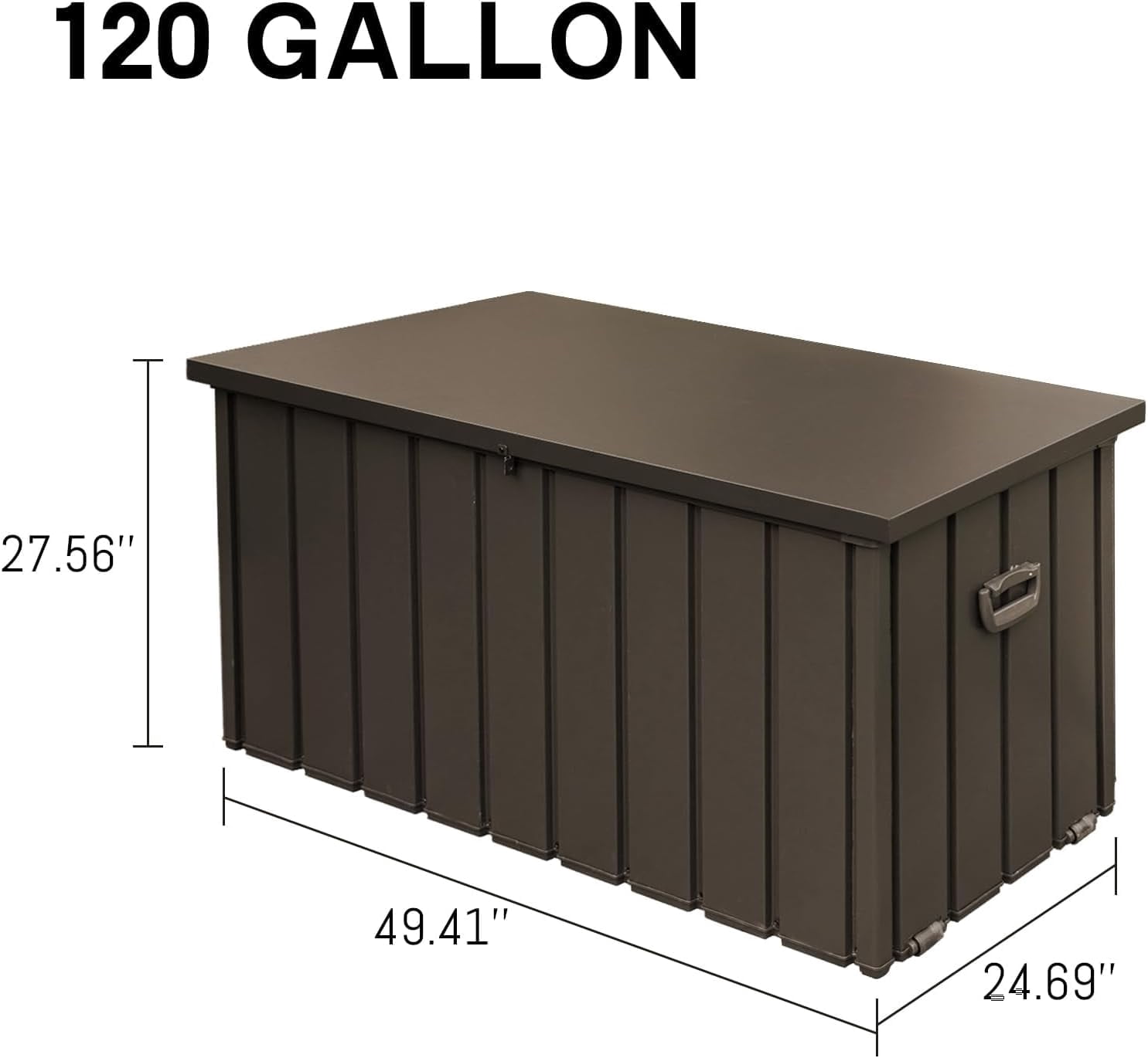 TOTAL Outdoor 120 Gallon Outdoor Deck Box,Waterproof & Rodent-Proof Steel-Reinforced Deck Container,Hydraulic Safety Lid with Lock,Patio, Garden, Pool Equipment Organizer,Dark Brown