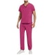 thumbnail image 1 of Penkiiy Scrubs Set para hombres, Classic V-Neck Stretch Top& Pantalones rectos Yoga Waistband M Hot Pink, 1 of 9
