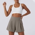 thumbnail image 4 of Womens Dress Shorts Pull on High Waisted Trouser Summer Business Womens Dressy Casual Pleated Wide Leg Ladies Shorts Coffee 2XL, 4 of 7