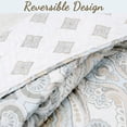 thumbnail image 3 of Cozy Line Home Fashions Sky Blue Brocade Medallion Microfiber Quilt, King - Reversible, 3 of 6