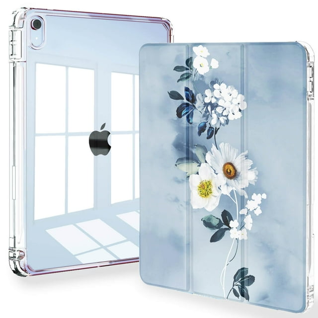 Funda Feams Slim para iPad Air de 11 pulgadas M3 2025/M2 2024, diseño floral azul