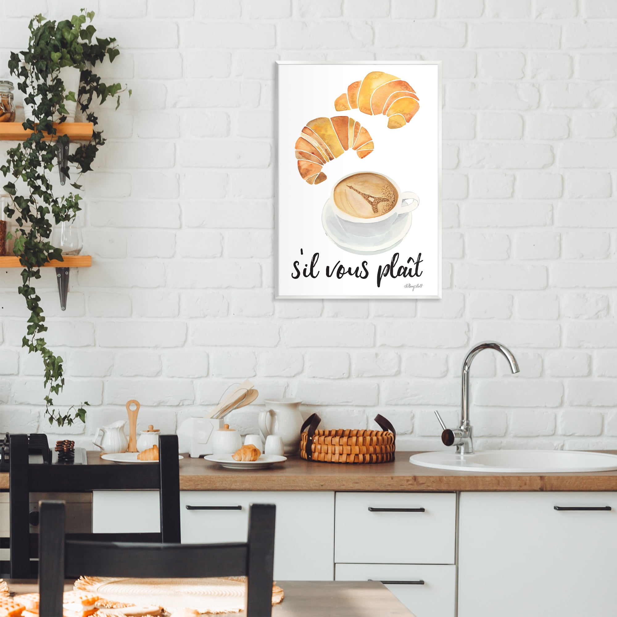 Stupell Industries Paris Croissant and Coffee Wall Plaque Art, design by Hillary Holt