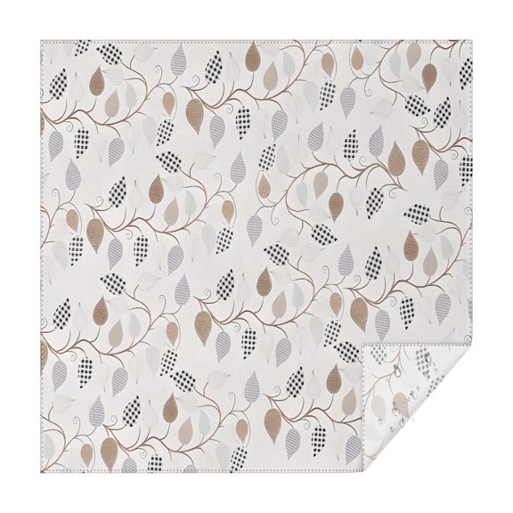 White Cartoon Leaf and Vine Pattern Square Tablecloth,Waterproof Square Table Cover,Wipeable Spillproof Washable Table Cover for Home Kitchen Party Decor 42"X42"(107x107cm)