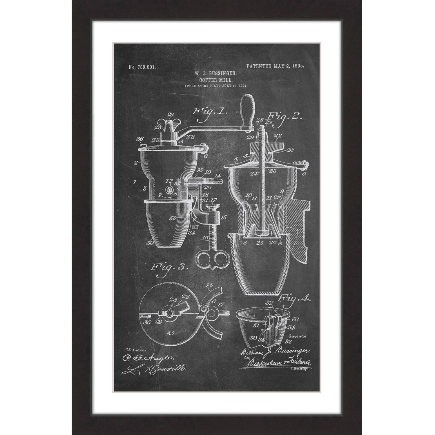 "Coffee Mill 1905 Chalk" Framed Painting Print