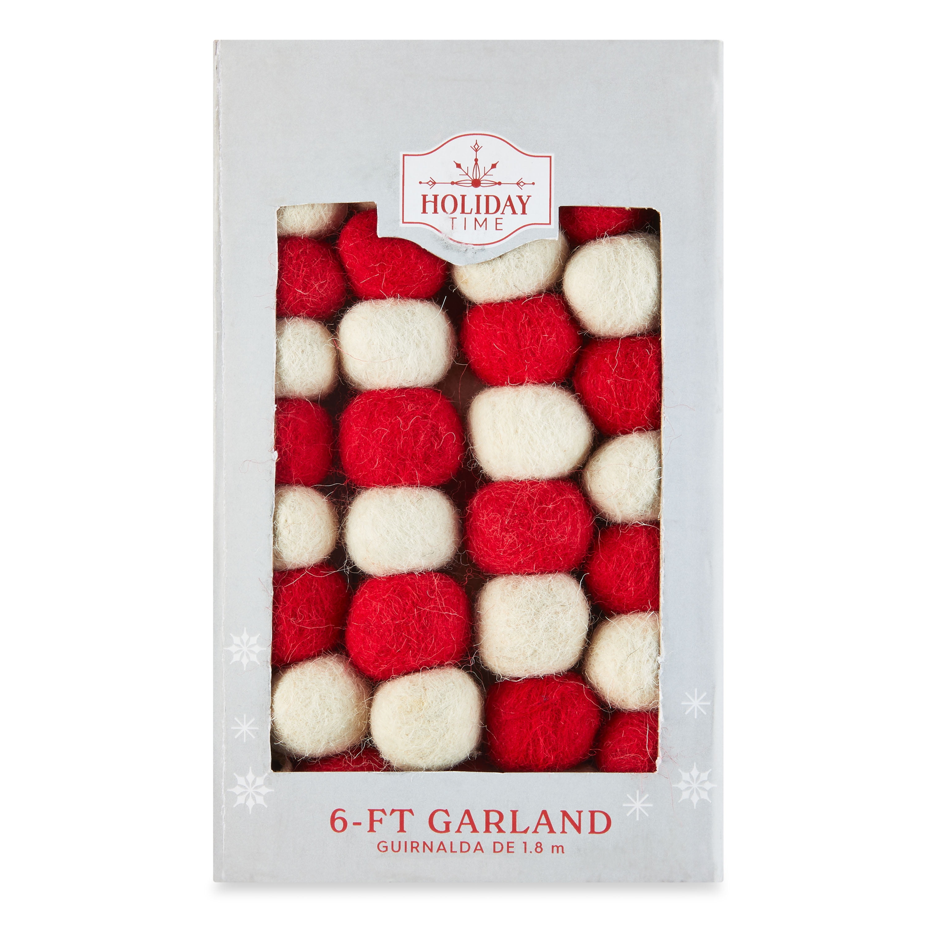 Set of 6 red and white woolen candy Christmas picks - Wapas