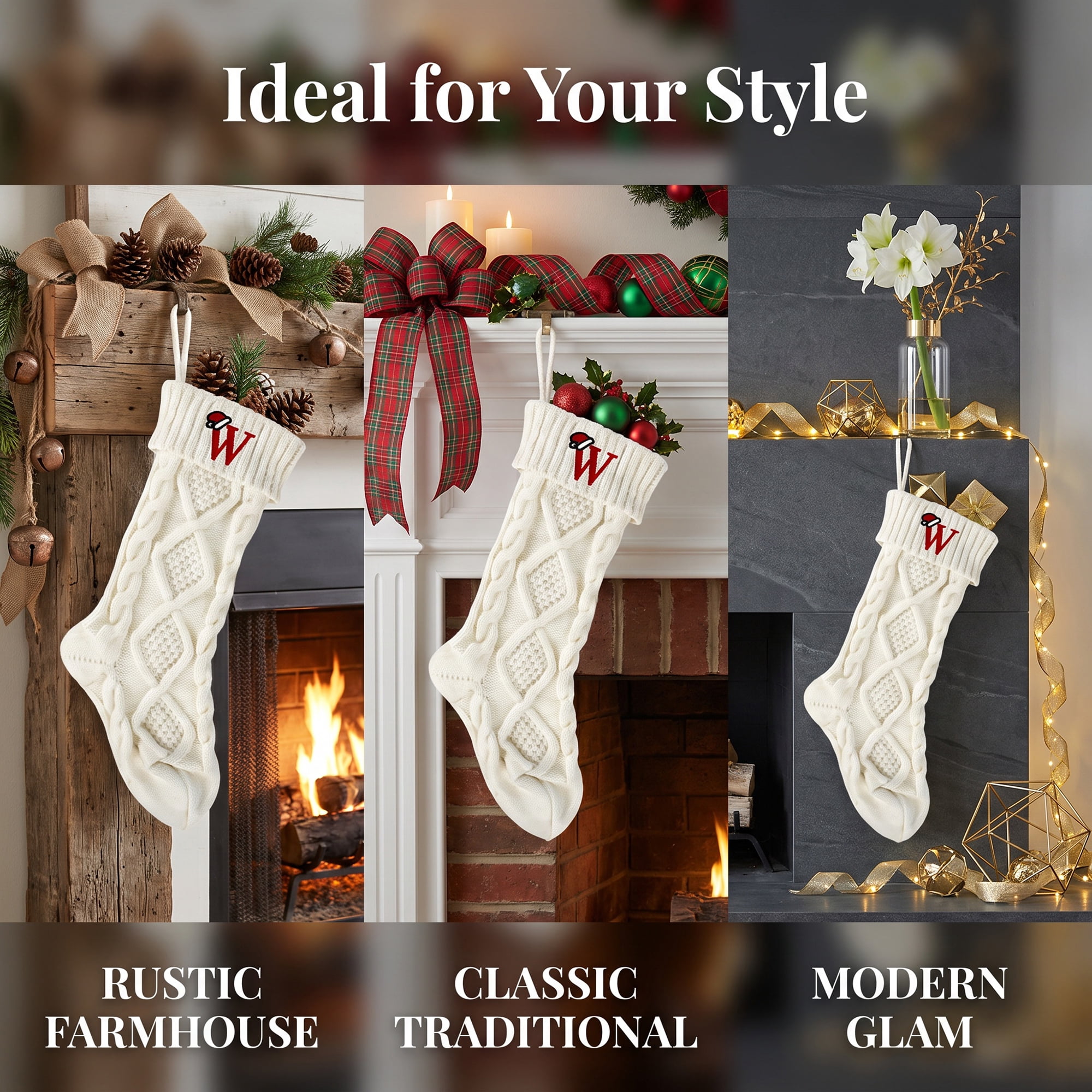 Unique Bargains Canine Bone Christmas Stocking Luxury Puppy Holiday Keepsake Sack Letter W 17"