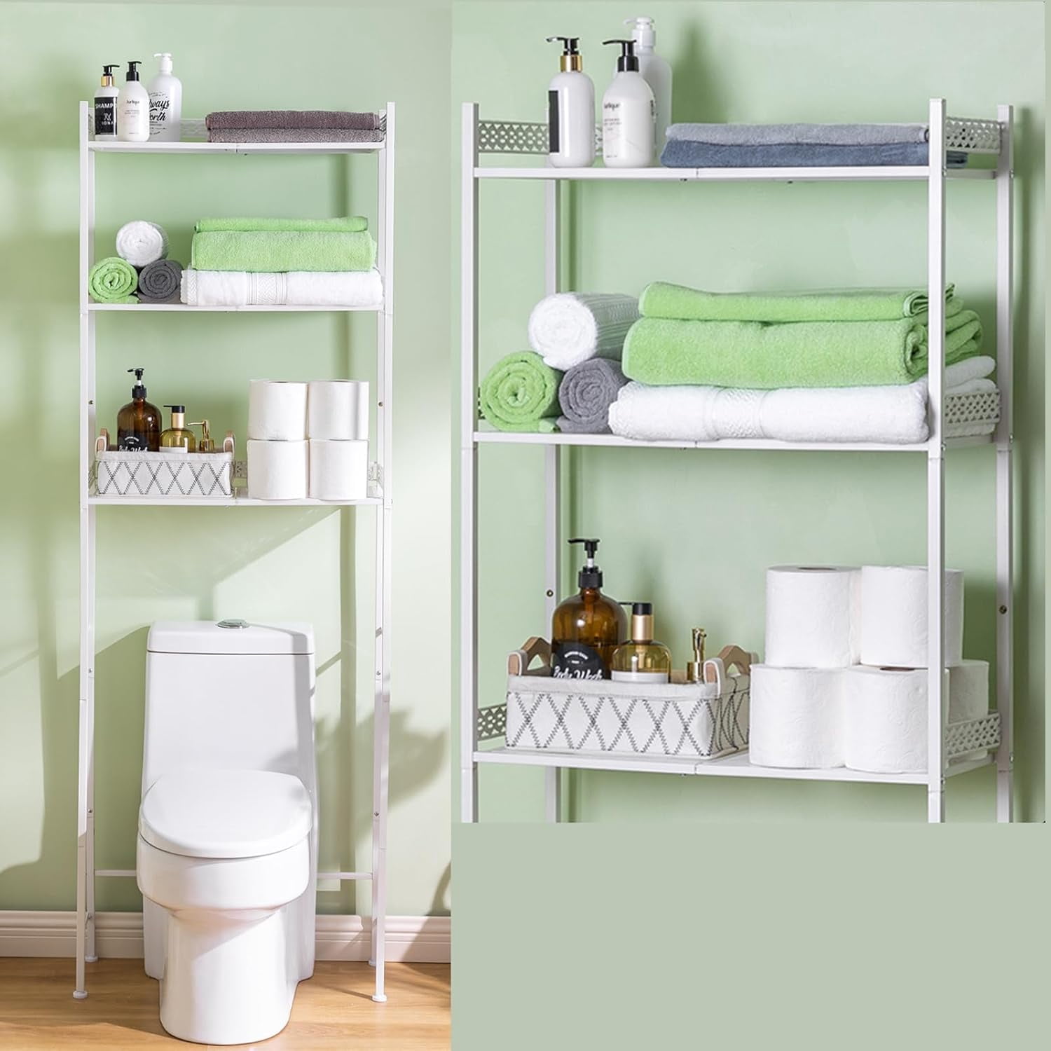 Stijggn 3 Tier Over The Toilet Storage Bathroom Organizer Cabinet Rack And Storage Over Toilet,Multifunctional Space Saver Freestanding Bathroom Shelves for Bathroom, Laundry, Space Saver