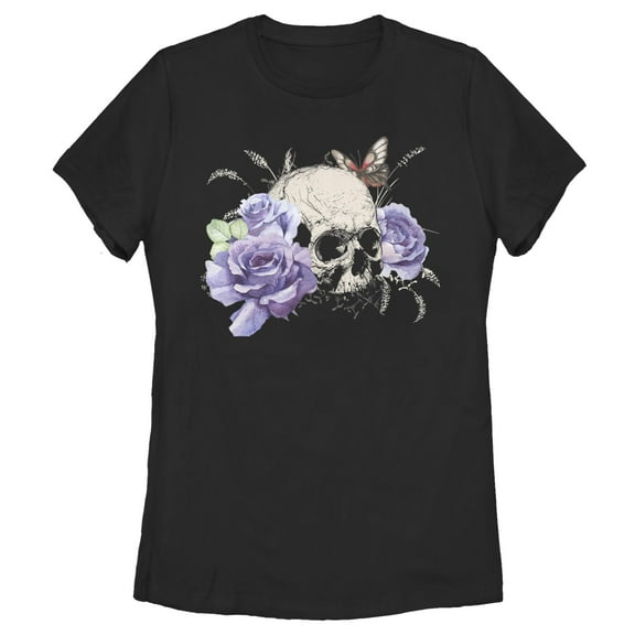 Women's Lost Gods Flower Skull Graphic T-Shirt