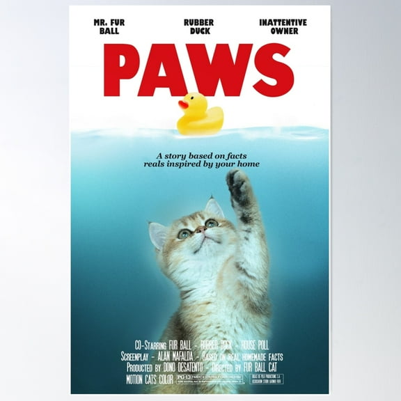 Paws - The Movie Poster Wall Art, Modern Wall Decor For Living Room Bedroom, 8x12 UNFRAMED