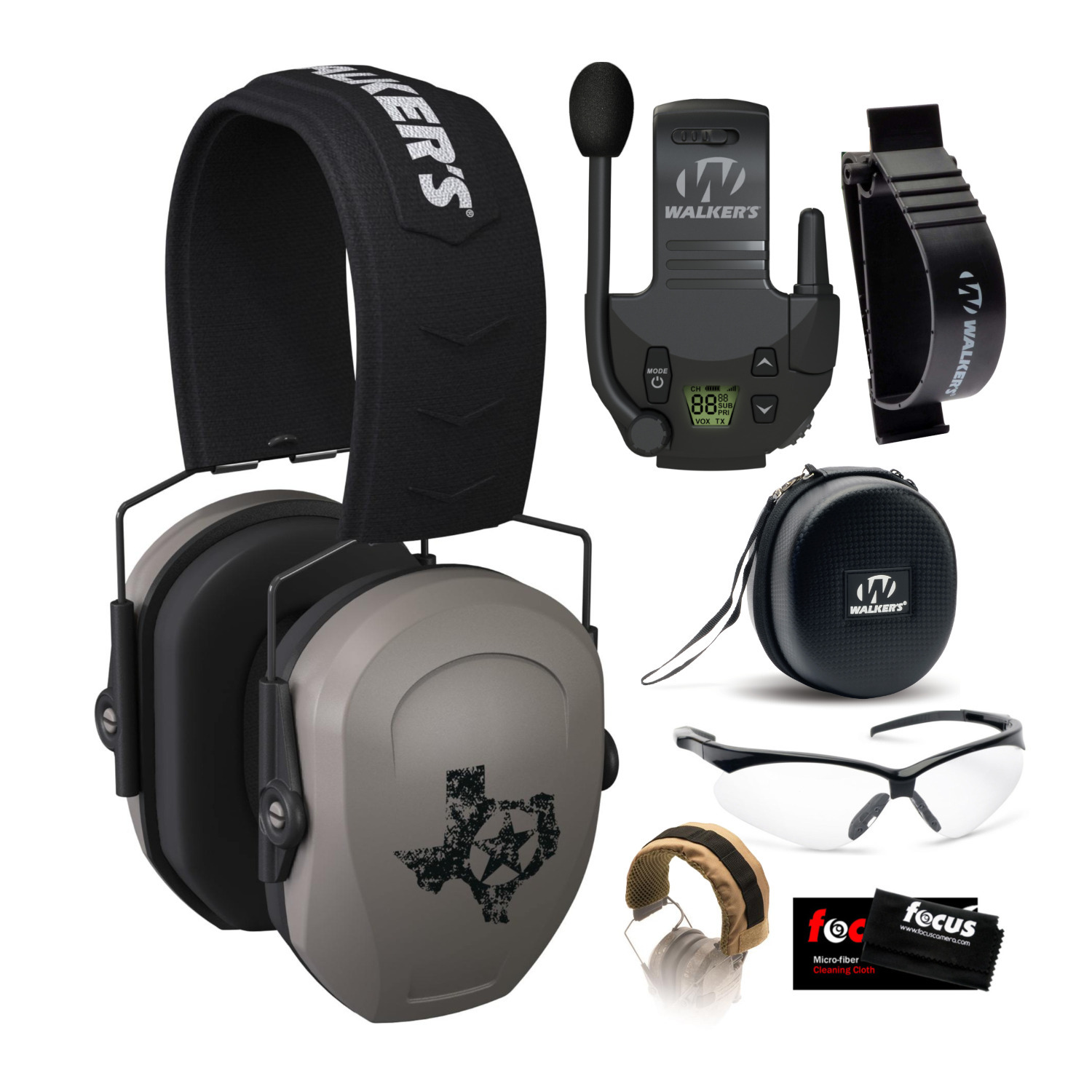 Walker's Razor Slim Passive Safety Ear Muffs (Texas Flag) Tactical