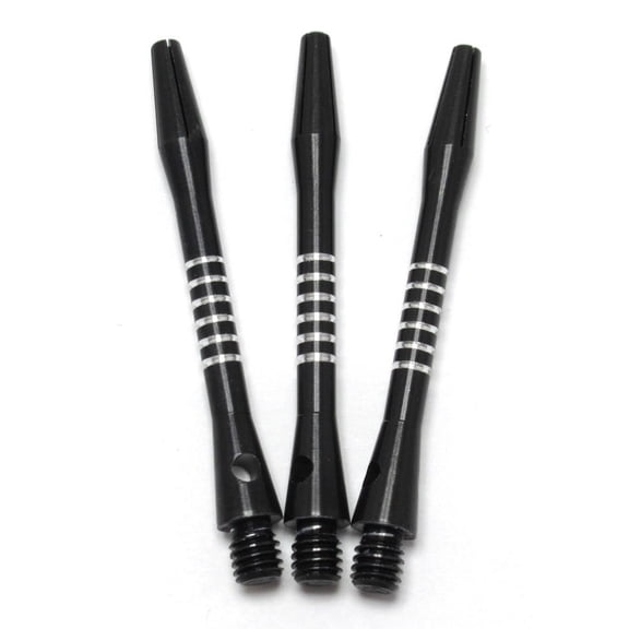 3 Sets (9 Shafts) Black Striped (Jailbird) Aluminum Dart Shafts O'rings - Medium Length - 2 inch - 6 rings