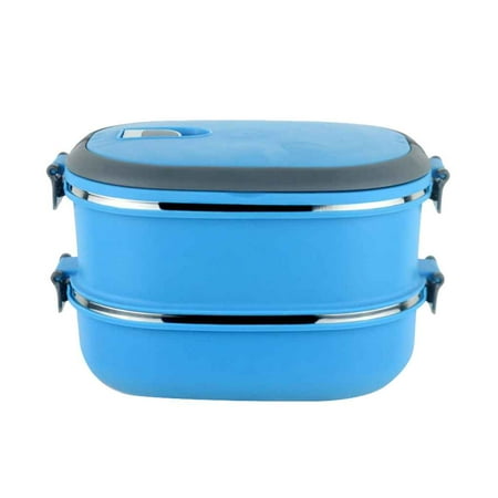Lunch Box For Men With Thermos Single/Two Layers Rectangle Stainless Steel Lunch Box Insulated Thermos Bento School Student Children Food Container ()