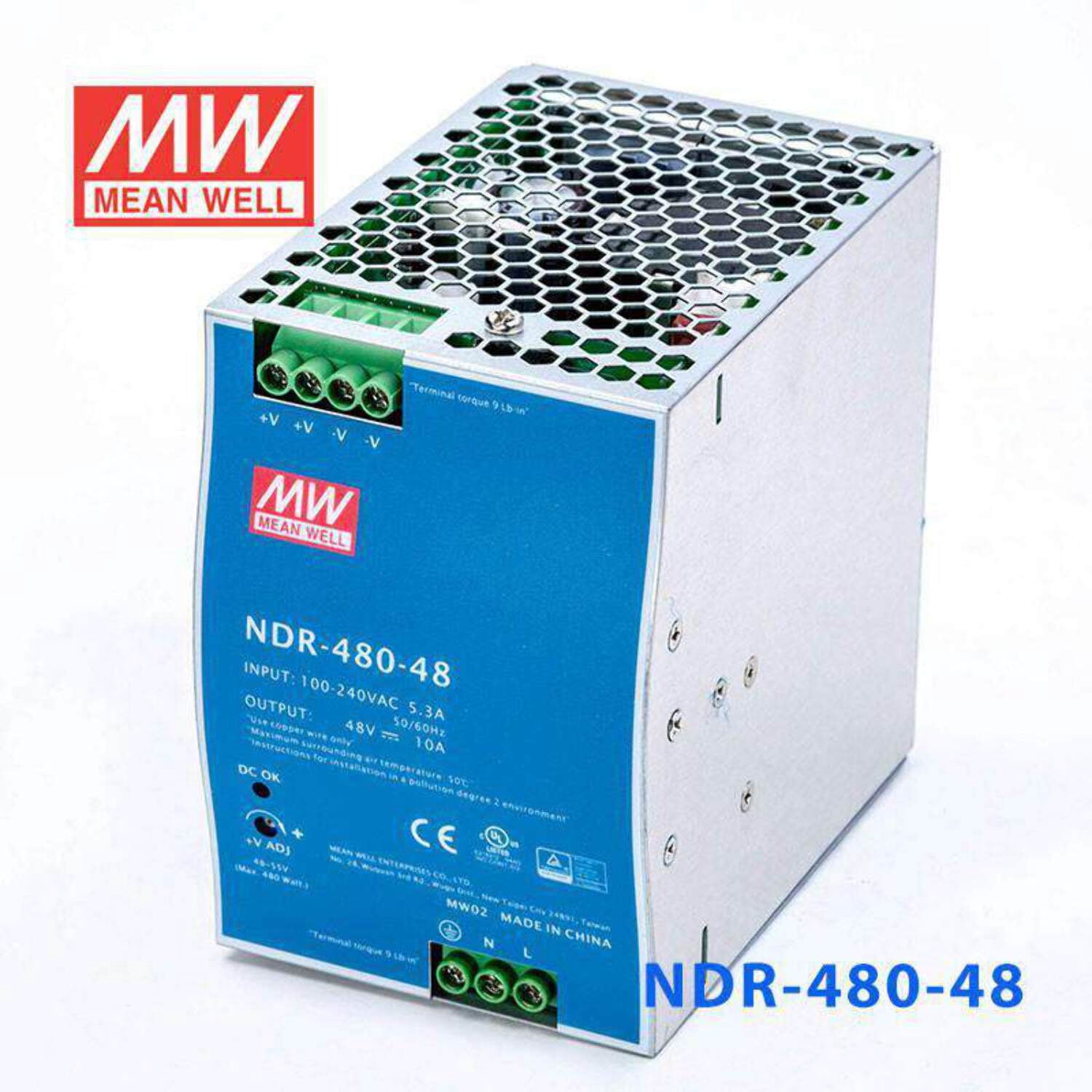 Mean Well NDR-480-48 Single Output Industrial Power Supply 480W 48V - DIN Rail
