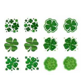 Saint Patrick's Day Theme PET Clear Film Green Shamrock Rub on Transfer Stickers  for Glass Cups 