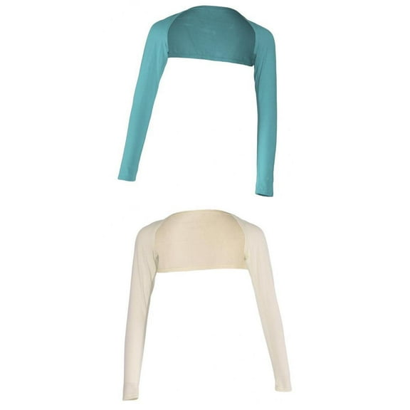 2x Piece Modal Arm Cover Shrug Hijab Tops for Golf Riding Hiking Fishing Blue Beige
