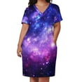 thumbnail image 2 of Purple Blue Galaxy Nebula Loose Pocket Dress wedding dresses for parties dress summer 2025 women dress women summer 2025, 2 of 6