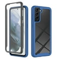 thumbnail image 1 of SaniMore for Samsung Galaxy S21 FE Case, Rugged PC Back & TPU Bumpers Two-Layer Structure Transparent Cover with PET Screen Protector Shockproof Protective Shell for Samsung S21 FE, Darkblue, 1 of 7