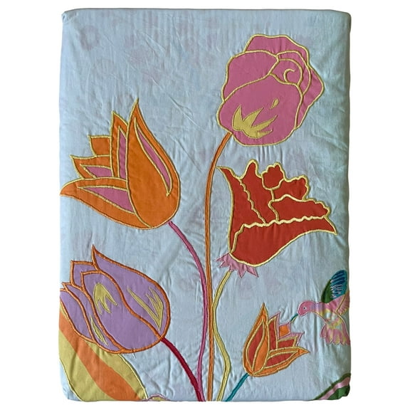 Swell Happiness Floral 3 Pc Duvet Cover Embroidered Flowers Set Twin Bed