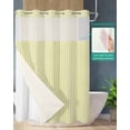 thumbnail image 2 of No Hook Shower Curtain with Snap-in Liner, Yellow Striped Waterproof Fabric Bathroom Curtains, Modern Simple Farmhouse Beige Vintage Bath Curtains & Mesh Top Window Stall 48"x72", 2 of 6