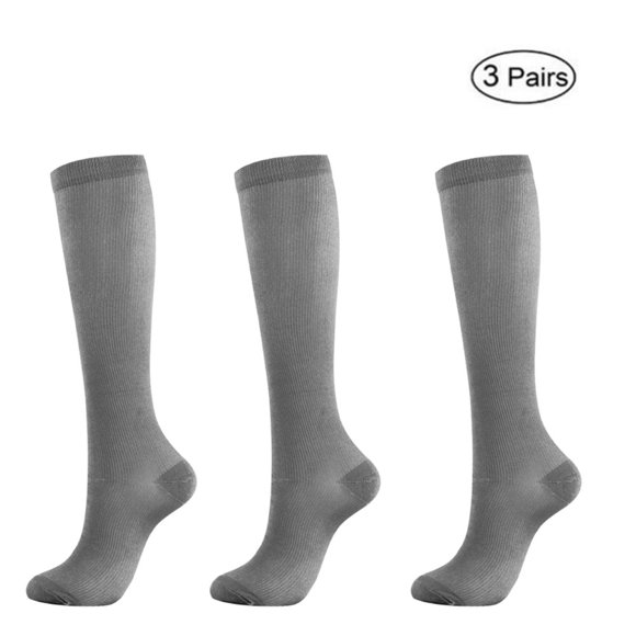 3 Pairs Knee High Compression Socks for Men and Women Thigh High Cotton Boot Socks