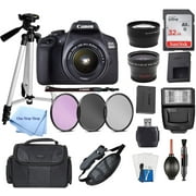 Canon EOS 2000D Rebel T7 DSLR Camera with 18-55mm Zoom Lens + 32GB Memory + Lenses, Filters, Case, Tripod, and One Stop Shop Cloth (30pc Bundle)