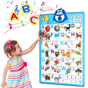 Richgv Electronic Interactive Alphabet Wall Chart, ABCs/Numbers Talking Poster, Preschool Learning Toy with Music for Boys Girls