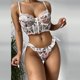 thumbnail image 3 of Gibobby Conjunto de lencería Sujetador + tangas Nueva ropa de dormir de encaje Ropa interior Lencería sexy de Pijamas de liga Anillo de Íntimos(Blanco, G), 3 of 5