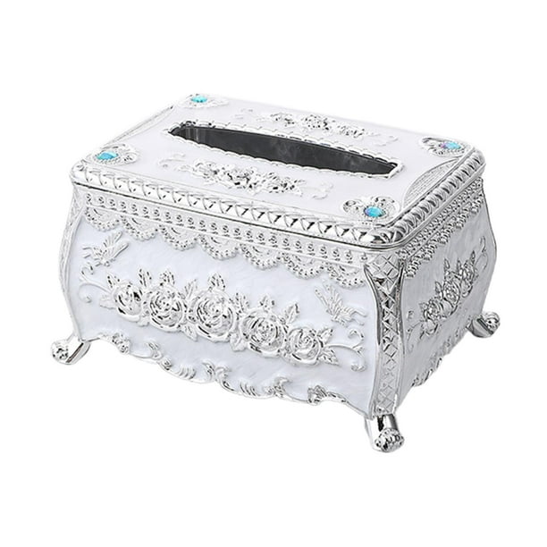 Caja de pañuelos de acrílico con decoración de diseño elegante, organizador de servilletas de lujo para cocina C