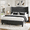 Gray02, variant on Gewnee Queen Size Upholstered Bed Frame with Wingback Headboard,Velvet Diamond Tufting Headboard and Double Nail Design Tufted Bed Frame,No Box Spring Needed.Gray