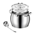thumbnail image 2 of Recipiente de acero inoxidable, olla para almacenar aceite con tapa, doble asa, para manteca, aceite de chile, té y condimentos, lata doméstica, 2 of 9