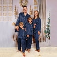 thumbnail image 2 of Family Christmas Pajamas Matching Sets Dad's style Soft Polyester Blue Christmas Pajamas, 2 of 5