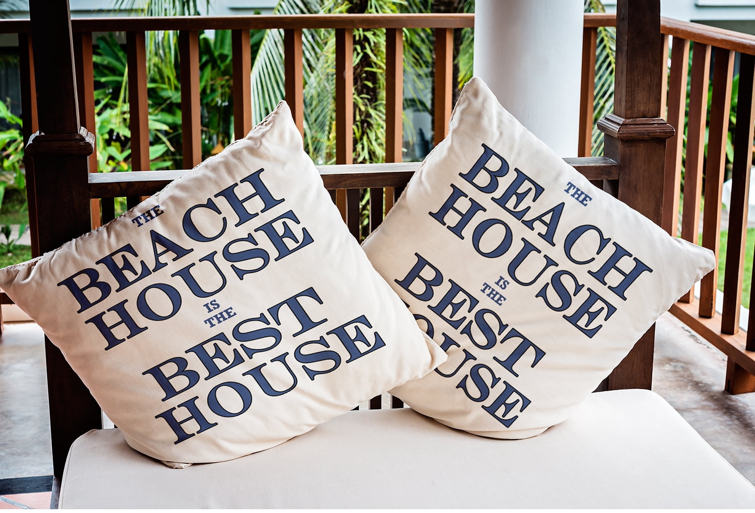 18" x 18" Simply Daisy Beach House Best House Indoor/Outdoor Pillow, Nautical Navy Qty 1