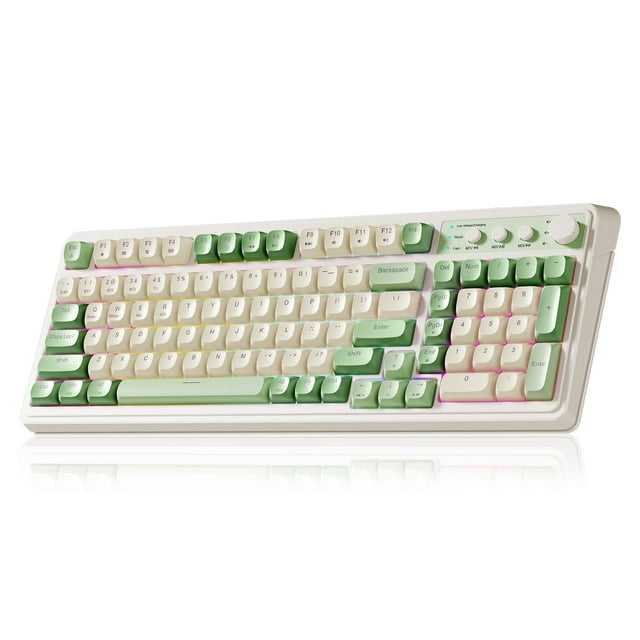 AULA S99 Gaming Keyboard, Wireless Computer Keyboards, Tri-Mode Bluetooth/2.4GHz/USB-C Custom Creamy Keyboard with Number Pad, RGB Backlit Media Knob Cute