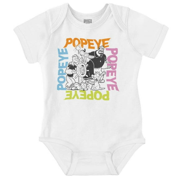 Popeye the Sailor Man with Friends Romper Boys or Girls Infant Baby Brisco Brands NB