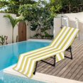 thumbnail image 6 of QccHieUs Beach Chair Cover Chaise Lounge Chair Cover Convenient Striped with Side Pockets Yellow, 6 of 9