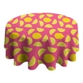 thumbnail image 4 of Yellow Lemon Fruit Slices Pink Pattern Round Tablecloth 60"x60",Wrinkle Wipeable Table Cloth for Kitchen Dining Room Picnic Patio Party, 4 of 6
