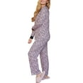 thumbnail image 3 of Doublju Women's Long Sleeve Henley Pajama Sleepwear 2 Pcs Set, 3 of 4
