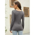 thumbnail image 4 of Sherrylily Women Waffle Knit Henley Tops Casual Long Sleeve V Neck Pullover XS-XL, 4 of 7