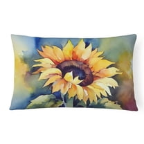 16 x 12 in. Unisex Sunflowers in Watercolor Fabric Decorative Pillow