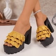 thumbnail image 6 of ZACPNCV Womens Plus Size High Heel Sandals Lace Trim Platform Block Heel Comfort Slides Summer, 6 of 9