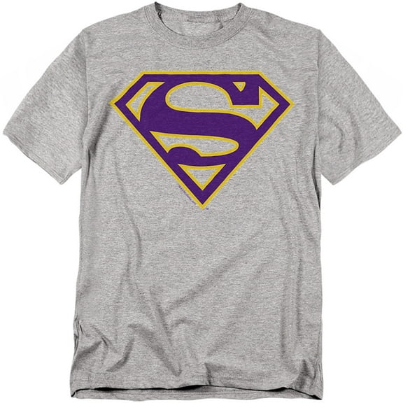 Superman T-Shirt Purple & Gold Shield Unisex Graphic Tee For Men & Women Athletic Heather 