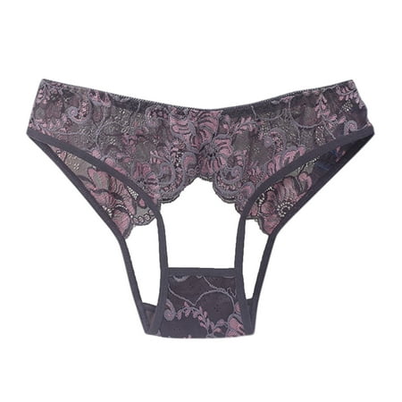 

LowProfile Underwear Women Bikini Lace Perspective Sensuality Buttocks Hollow Underpant Brief PantiesLowProfile GreyLowProfile