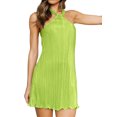 thumbnail image 2 of Franhais Women’s Casual Halter Pleated Dress Fashion Solid Color Off-shoulder Slim Fit Short Dress, 2 of 7