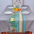 thumbnail image 4 of Table Runner Dresser Scarves 90 Inch Long, Watercolor Cactus and Flowers on Wood Linen Dining Table Runners Teal Brown Tabletop Scarf for Wedding Holiday Party Kitchen, 4 of 7