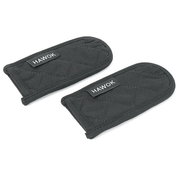 HAWOK Cast Iron Skillet Handle Covers, Heat-Resistant Cotton Pot Handle Holders, 6.7 x 3.35 in, Black, 2-Pack