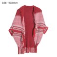 thumbnail image 2 of Châle Chaud pour Femmes Poncho Ouvert devant Châles Bloc de Couleur Cardigan d'Hiver Imprimé Ponchos pour Femmes, 2 of 6