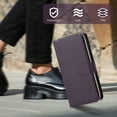 thumbnail image 3 of Wallet Case for iPhone 16 Pro Max, PU Leather TPU Protective Rugged Cover with Credit Card Slots Cash Slot Zipper Pocket Magnetic Closure Kickstand Wrist Strap & Adjustable Shoulder Strap, Darkpurple, 3 of 7