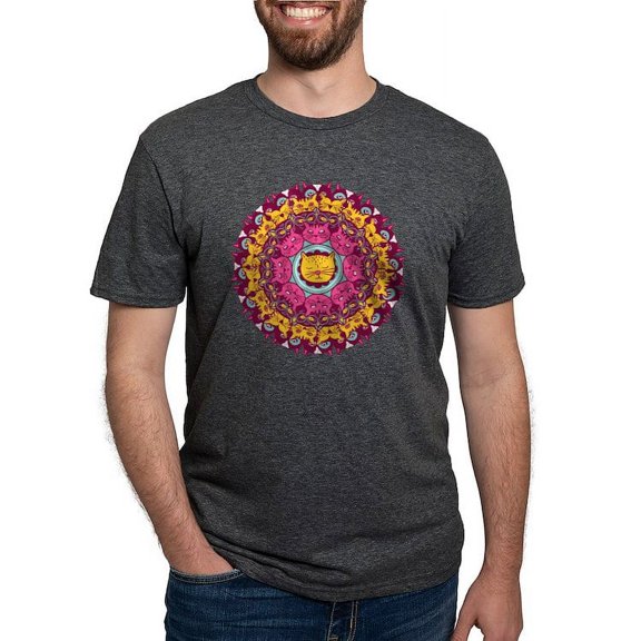 CafePress - Mandala Cats T Shirt - Mens Tri-blend T-Shirt