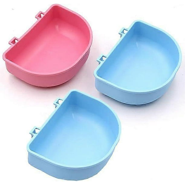3 Pcs Rabbit Feeder with Hook Food and Water Bowl on Cage for Rabbit/Guinea Pig/Chinchilla/Bunny,Plastic