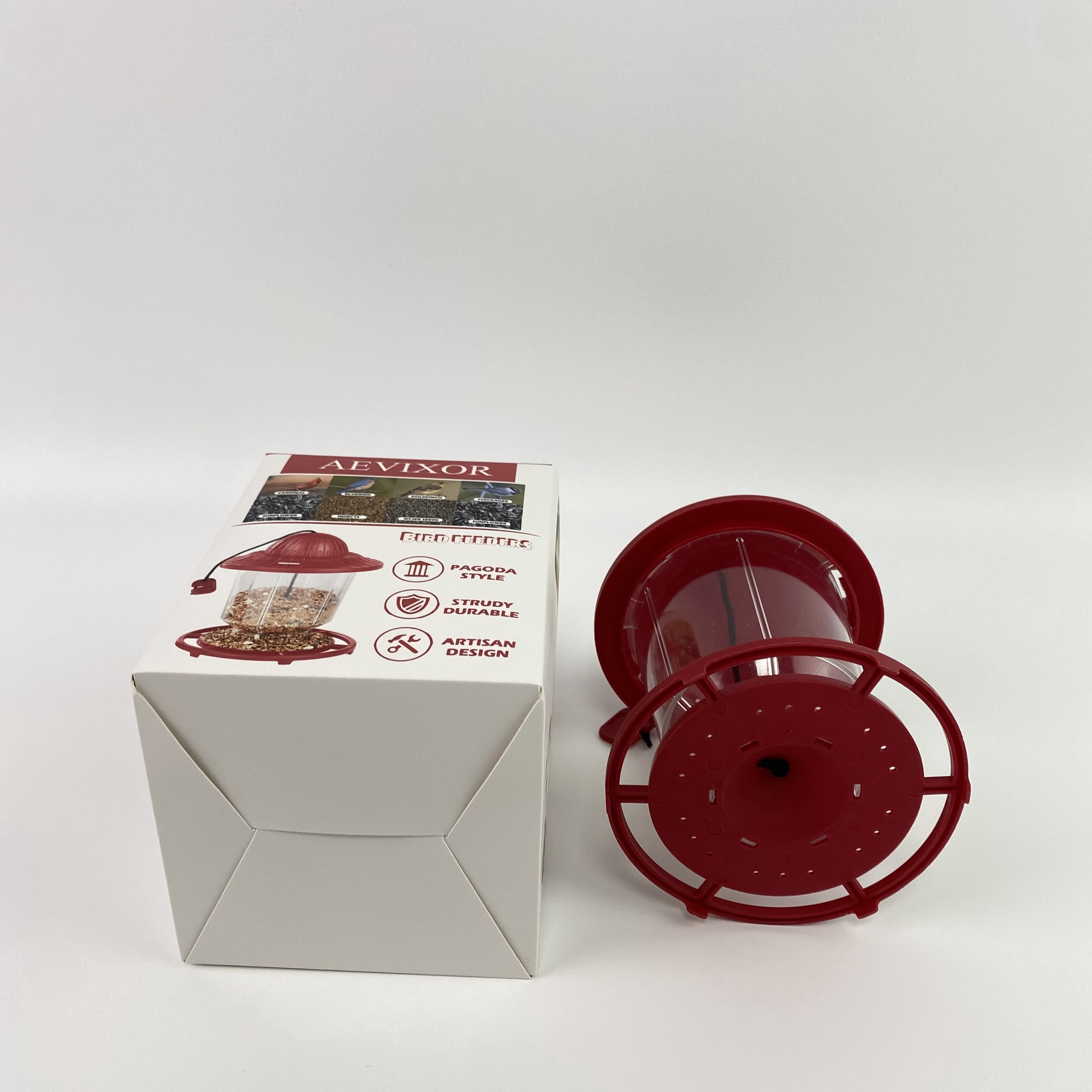 AEVIXOR Bird feeders,Lantern Bird Feeder, Red, 8 inches high 6 inches Wide at top